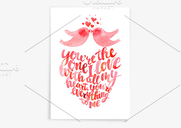 Valentine's day card kissing birds in Card Templates - product preview 1