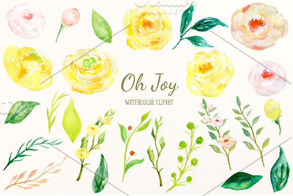 Watercolor Clipart Oh Joy in Illustrations - product preview 1