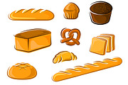 Cartoon bakery and pastry products