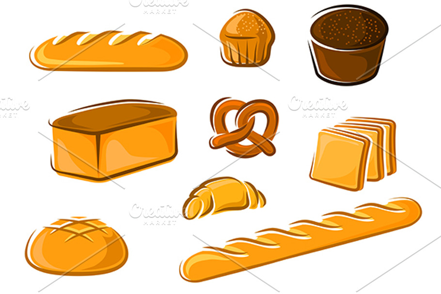 Cartoon bakery and pastry products in Graphics - product preview 8