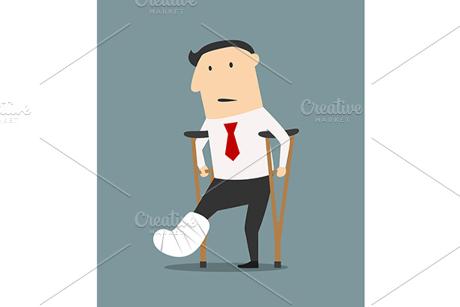 Businessman with broken leg and crut in Graphics - product preview 8