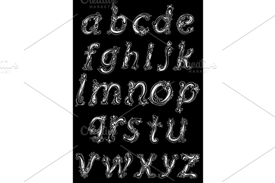 Vintage floral lowercase letters on in Graphics - product preview 8