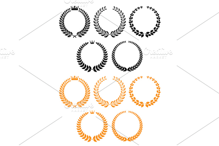 Golden and black laurel wreaths with in Graphics - product preview 8