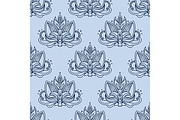 Stylized blue indian lotus seamless