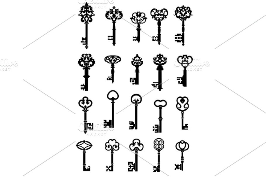 Vintage keys with intricate bits and in Icons - product preview 8