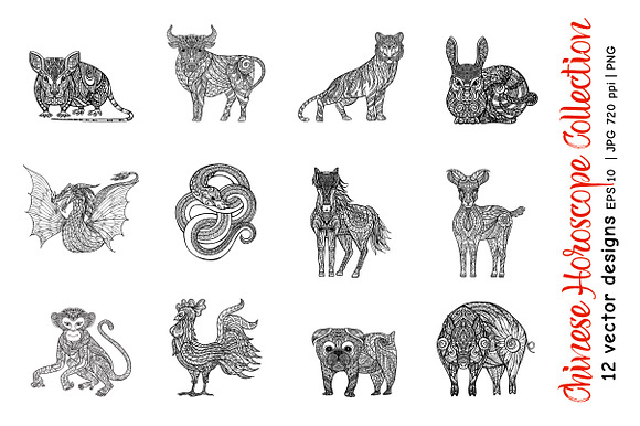 Chinese  Horoscope  Collection in Illustrations - product preview 3