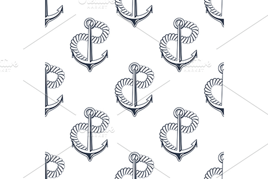 Retro ship anchors seamless pattern in Graphics - product preview 8