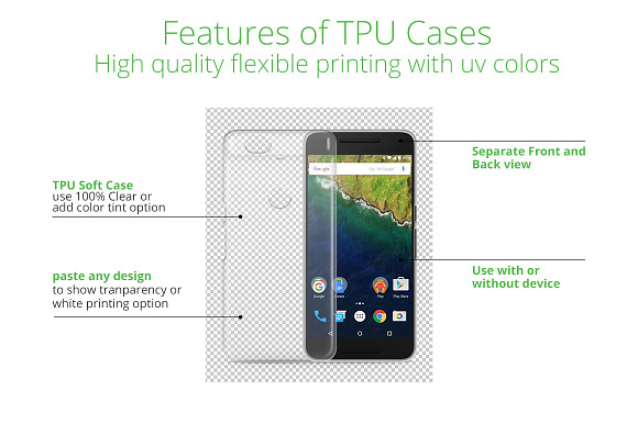 Nexus 6P TPU Case UV Print Mock-up in Product Mockups - product preview 3