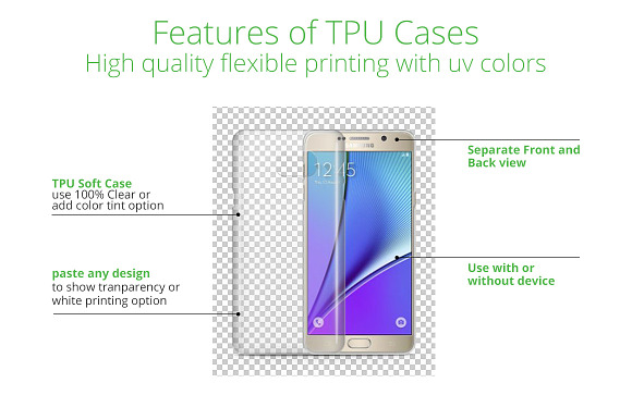 Galaxy Note 5 TPU Case UV Print Mock in Product Mockups - product preview 3