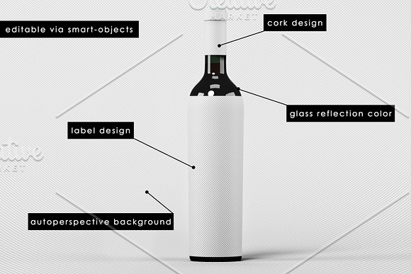Wine Bottle Mock-Up in Product Mockups - product preview 3