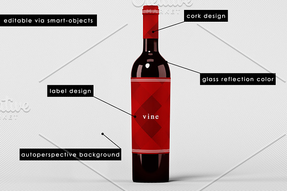 Wine Bottle Mock-Up in Product Mockups - product preview 4