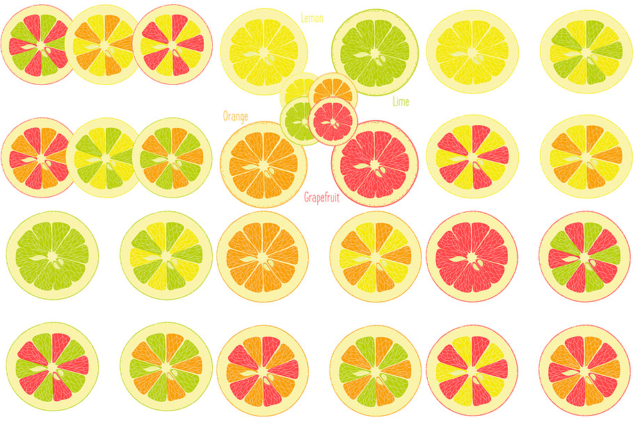 Lemon, lime, orange, grapefruit