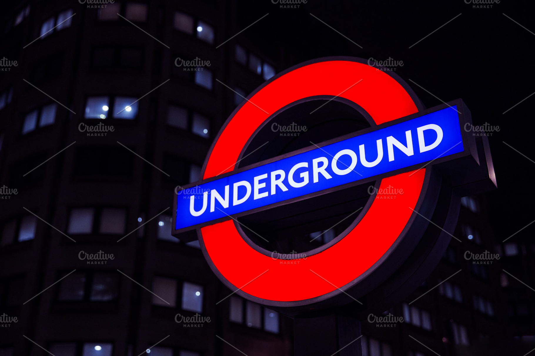 London Underground Sign by Night | High-Quality Transportation Stock ...