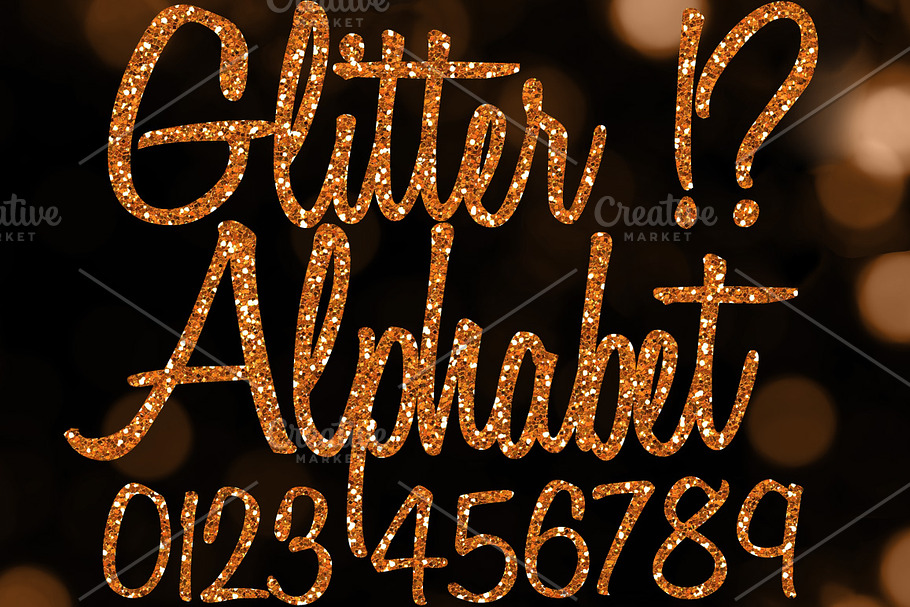 Orange Glitter Alphabet Clip Art Set