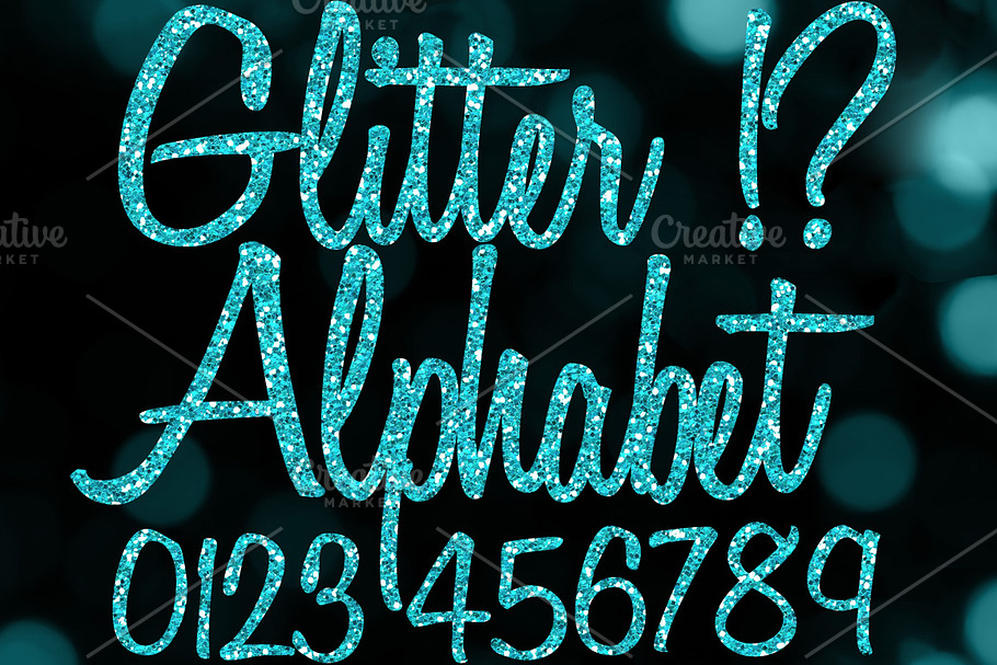 Blue Glitter Alphabet Clipart PNGs