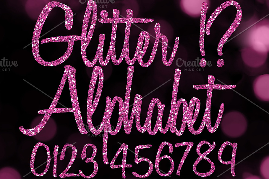 Pink Glitter Alphabet Clipart