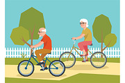 Mature couple on a bicycle