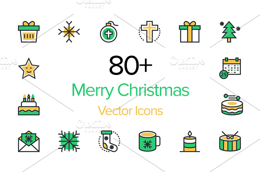 80+ Merry Christmas Vector Icons
