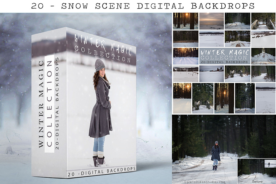 20- Snow Digital Backdrops - Winter