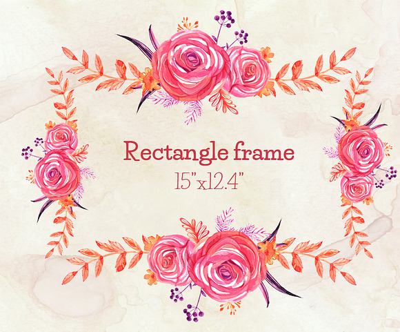 Coral Floral watercolor compositions in Illustrations - product preview 4