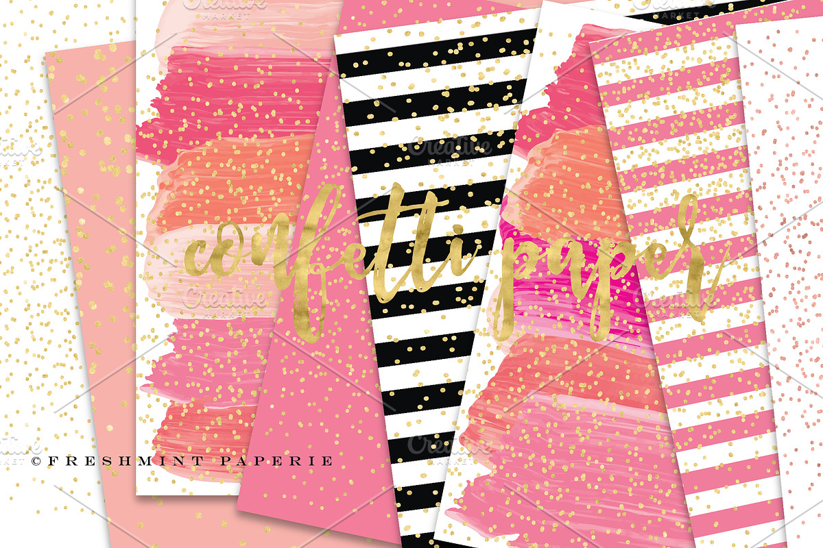 watercolor confetti digital paper in Graphics - product preview 8