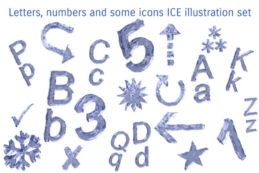 ABC, numbers, icons ICE SET