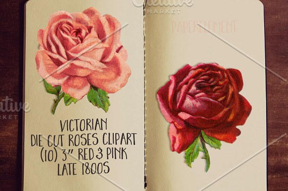 Pink & Red Rose Clipart Flowers in Objects - product preview 1