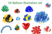 50 Balloon illustration set