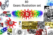 3D Gears illustration background set