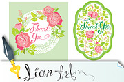 Thank you  cards with rose flowers