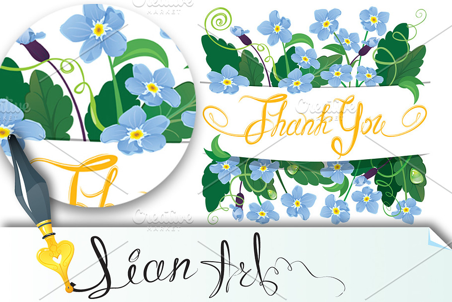 Thank you card with flowers in Postcard Templates - product preview 8