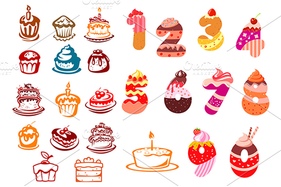 Collection of kids birthday icons in Graphics - product preview 8