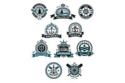 Marine icons and badges with nautica