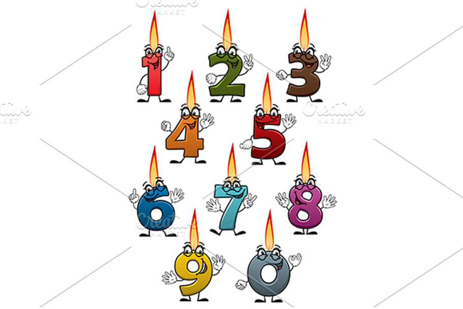 Cartoon numbers characters with birt in Graphics - product preview 8