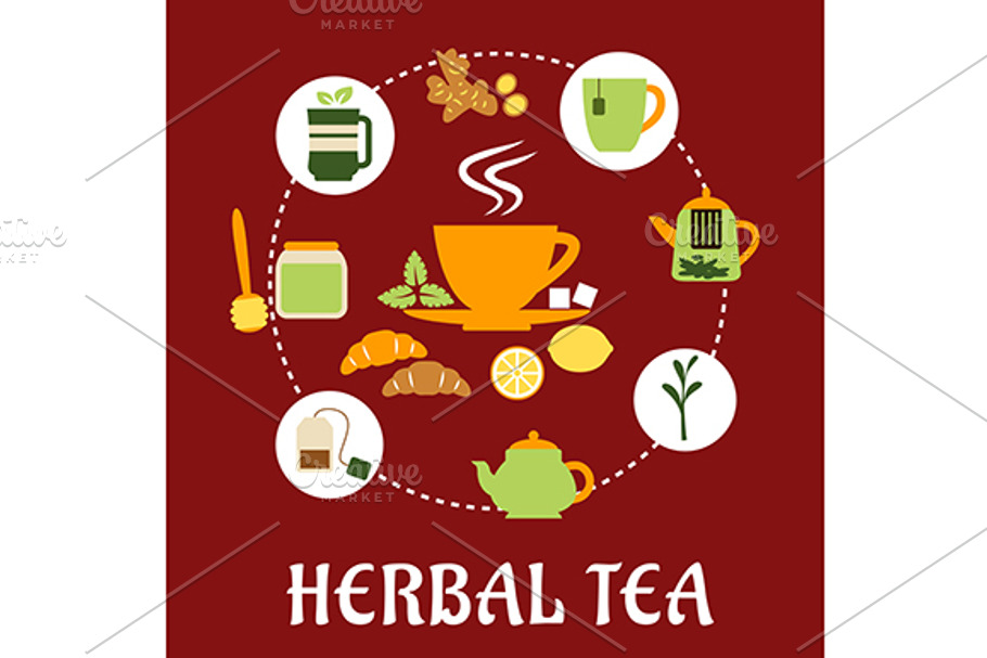 Herbal tea flat infographic design w in Graphics - product preview 8
