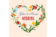 Wedding invitation template with hea