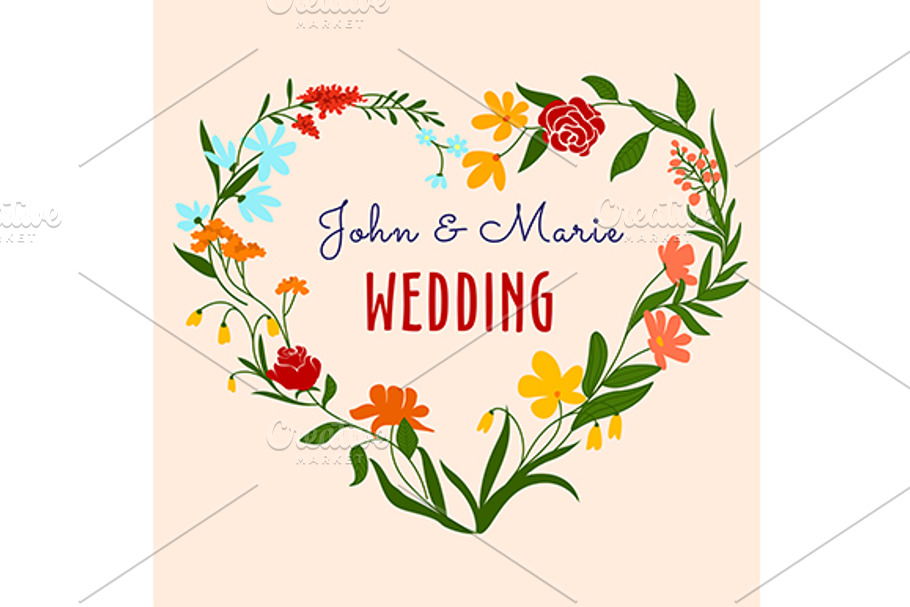 Wedding invitation template with hea in Graphics - product preview 8