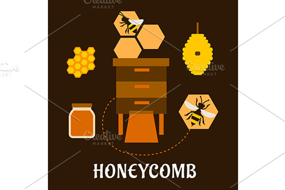 Beekeeping flat infographic with bee in Graphics - product preview 8