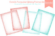 Coral & Turquoise Glittery Frames