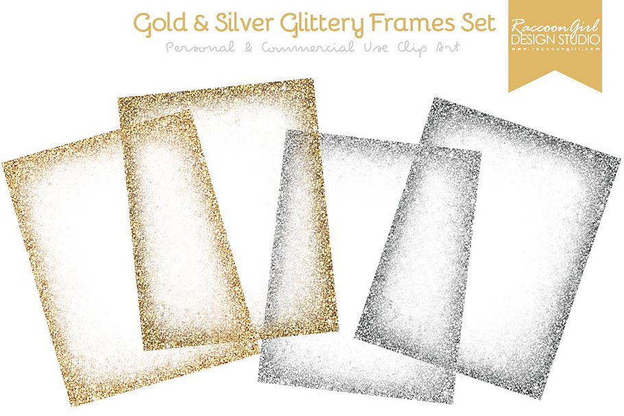 Gold & Silver Glittery Frames in Textures - product preview 8