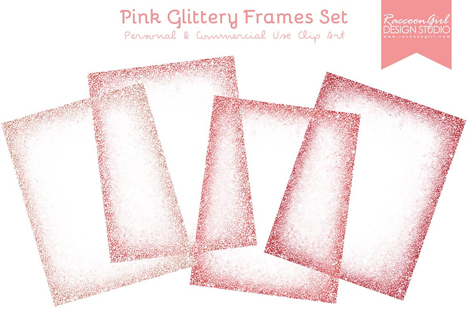 Pink Glittery Frames Set in Textures - product preview 8