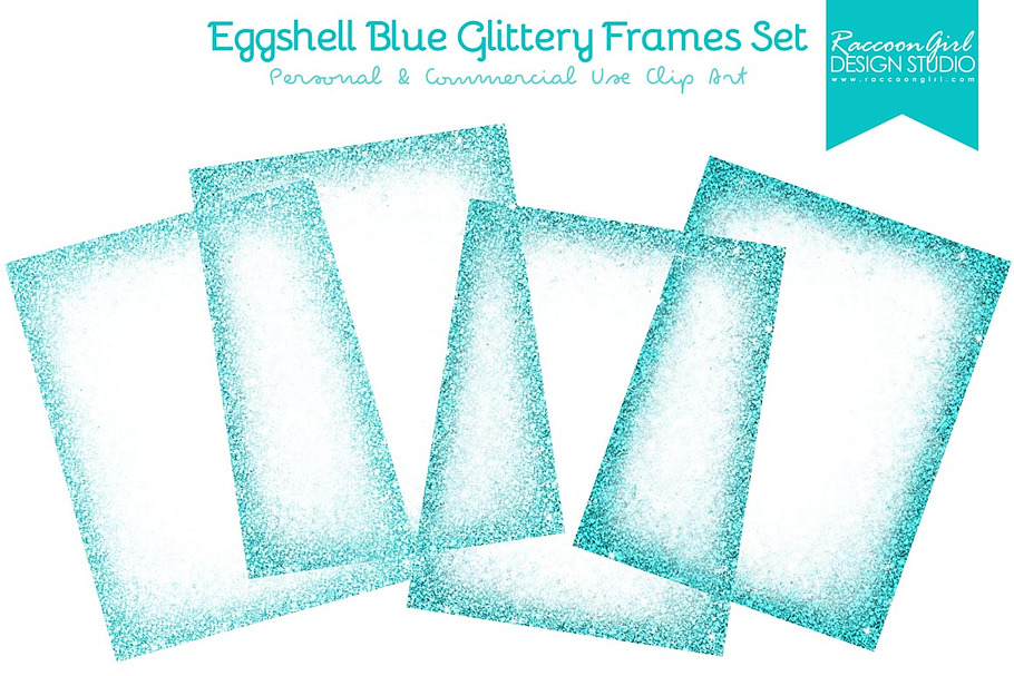 Eggshell Blue Glittery Frames Set in Textures - product preview 8