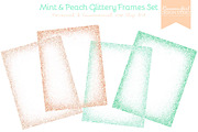 Mint and Peach Glittery Frames Set