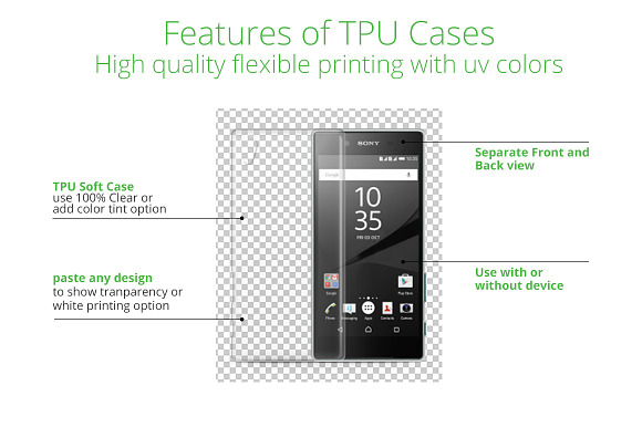 Xperia Z5 TPU Case UV Print Mock-up in Product Mockups - product preview 3