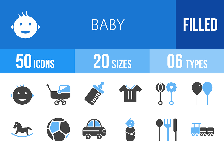 50 Baby Blue & Black Icons