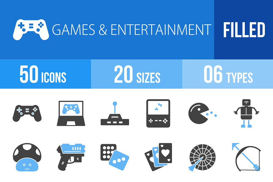 50 Games Blue & Black Icons