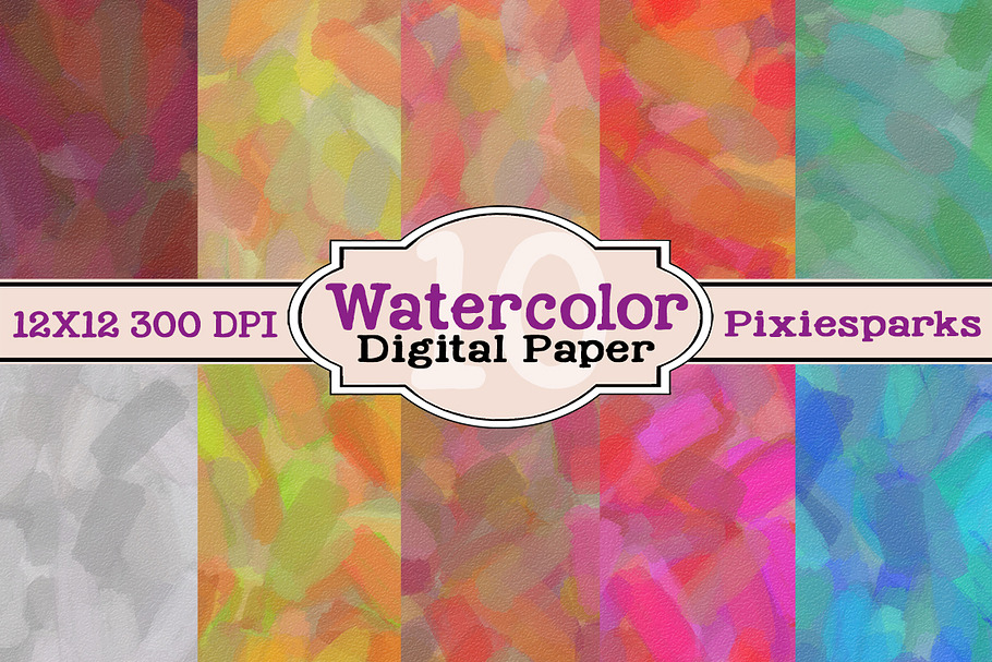 Watercolor Digital Paper in Textures - product preview 8