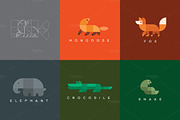 Mongoose, fox, snake, elephant logo