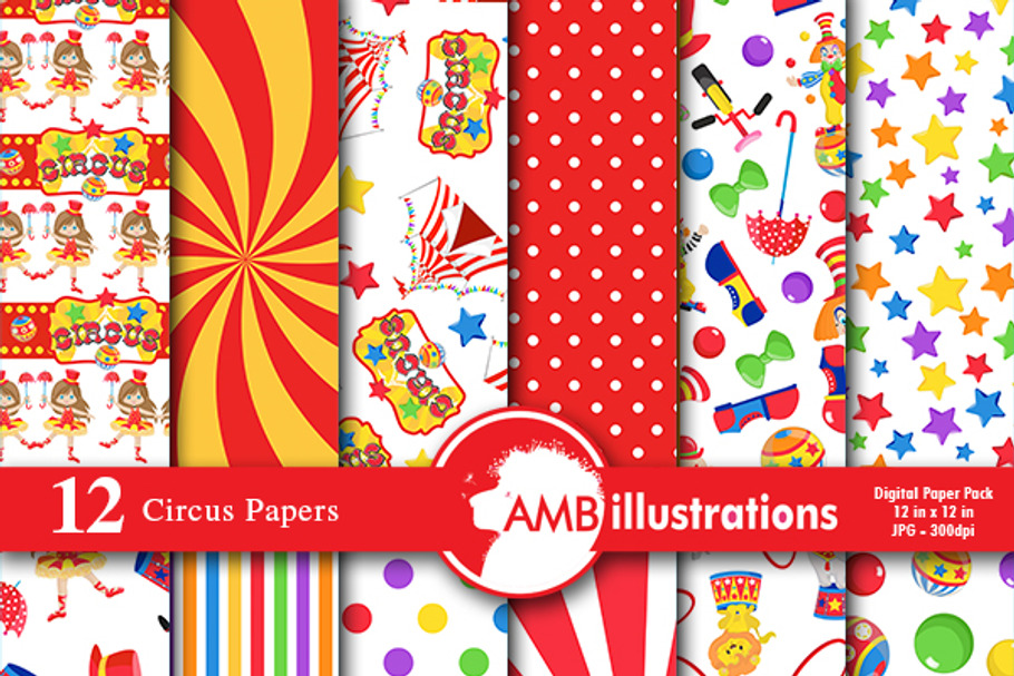 Digital Papers Circus Theme AMB-1159