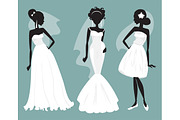 Brides in various wedding dresses
